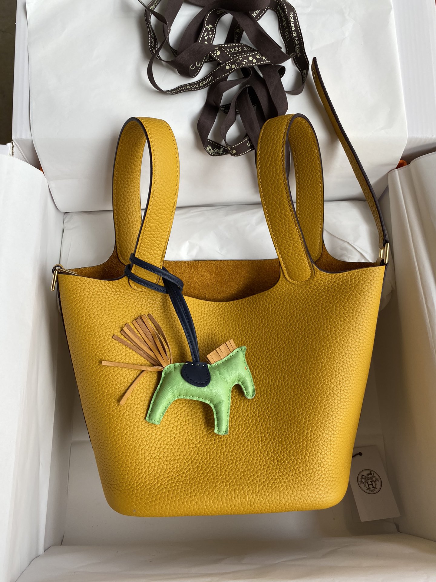 Hermes Picotin Lock 18 Bag In Yellow Amber Clemence Leather